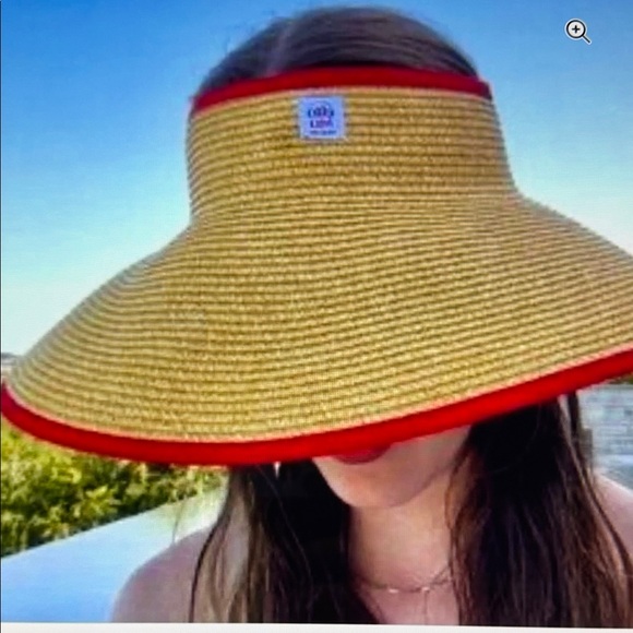 Elta MD Skincare Raffia Visor Hat Accessories - Elta MD Raffia Visor with Red Trim